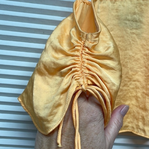 Out From Under NWT Peach Satin Cinch Side Asymmetrical Tank Top Size Small - Picture 5 of 11